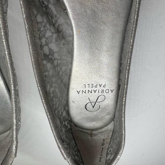 Adrianna Papell Shirley rhinestone embellished ballet flats 8 mesh silver lace - Picture 7 of 9